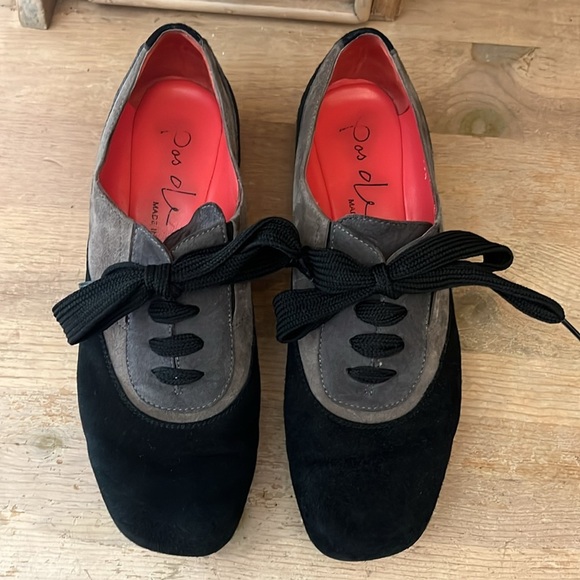 Pas de Rouge Leather Lace-Up Shoes Oxfords Flats Made in Italy Size 39.5/9 Suede - Picture 2 of 11